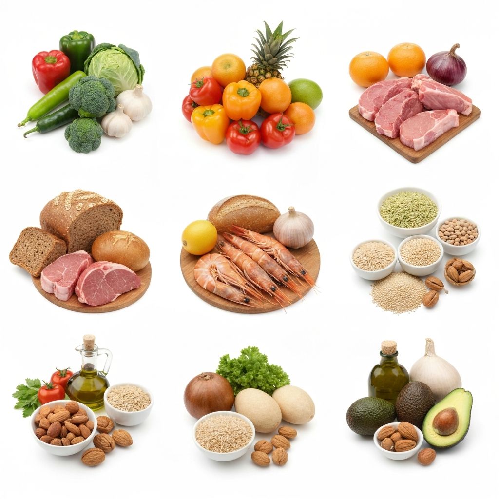 Različite grupe namirnica: voće, povrće, proteini, žitarice